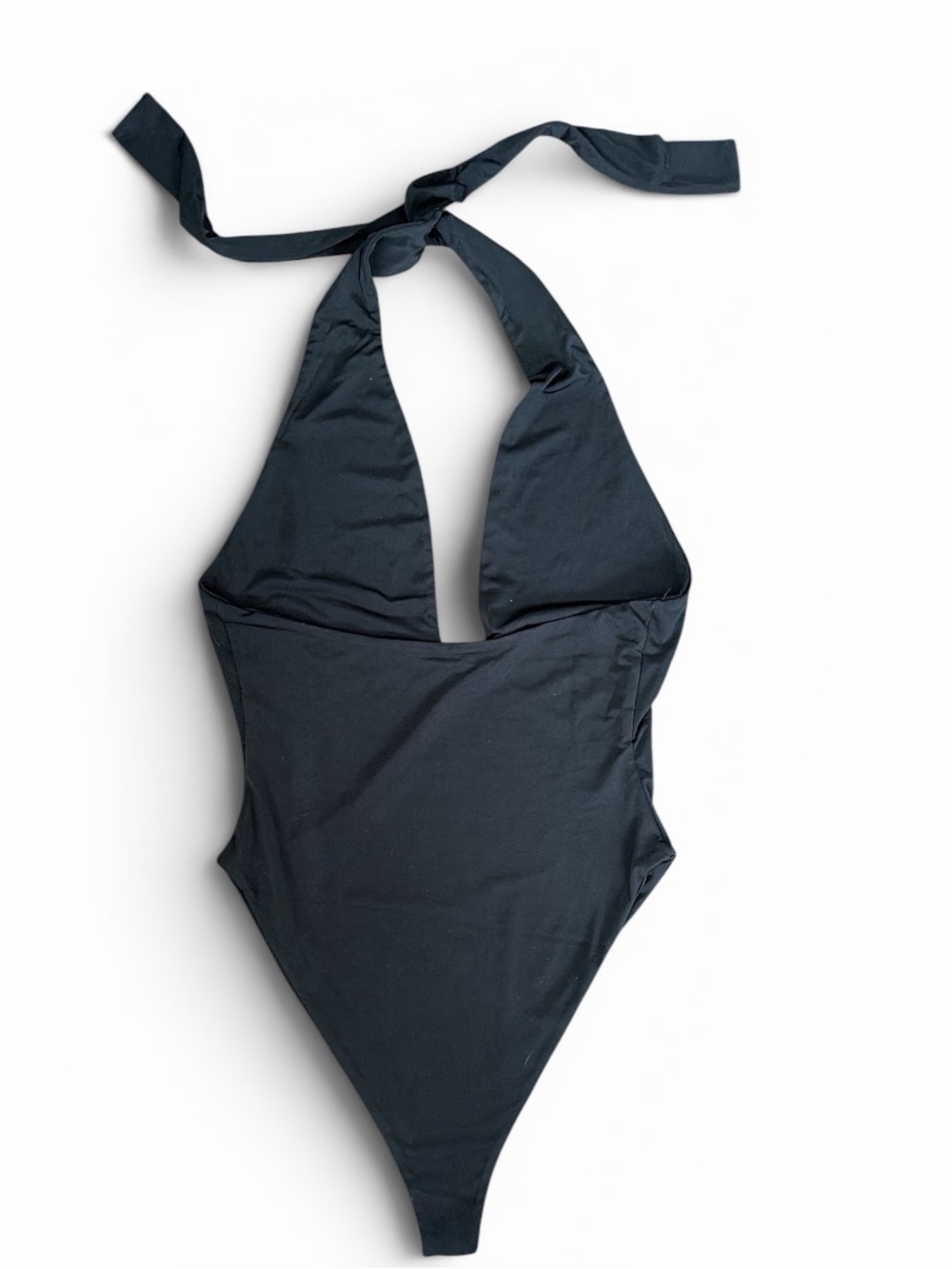 Naked Wardrobe Black Plunging Halter One-Piece Swimsuit Size Small - Picture 2 of 6